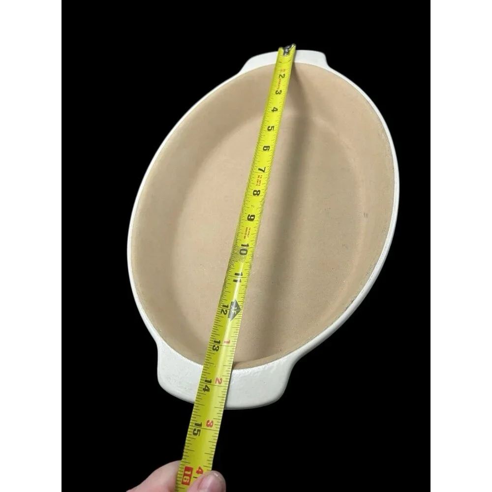 Beige Oval Stoneware Baking Roaster Pan 13x9" Pampered Chef Heritage Collection - Picture 5 of 8